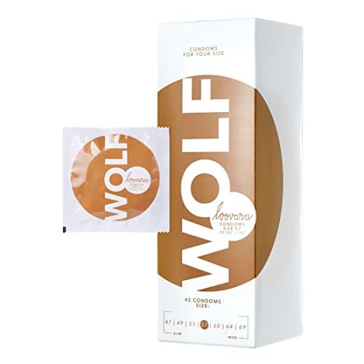 Loovara 42 Condones Individuales – Condones de Tamaño 57 – Talla Wolf – Condón Delgado Hecho con Caucho Justo – más Diversión y Sensación Durante el Sexo – Paquete de 42 Condones Veganos