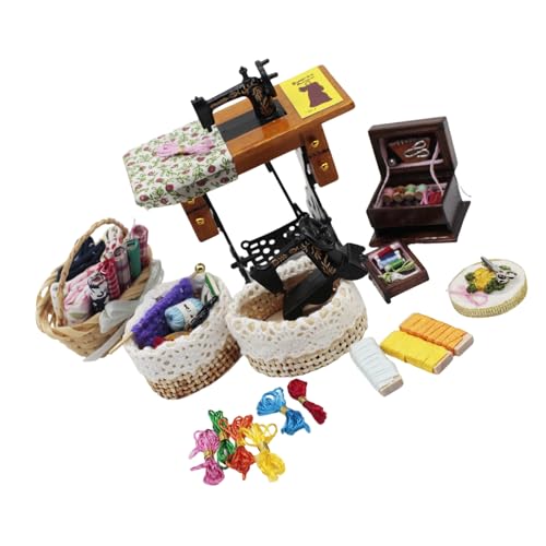 Machine à coudre miniature 1/12 avec accessoires miniatures de maison de poupée