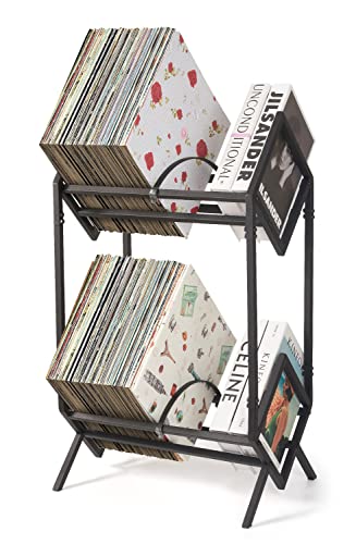 Vinyl Record Organizer Stand, Holds up to 160-200 LPs, Metal Stand with Simple/Functional/Easy...