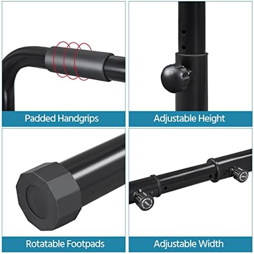 Yaheetech Dip Bars Station Pull Up Bars Heavy Duty Steel Dip Station 227Kg/500lbs Weight Capacity Adjustable Height Stands for Home Gym Fitness Workout