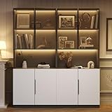 CONCEPTION MODULAIRE ET RANGEMENT OPTIMISÉ : Dotée d’un espace supérieur vitré, d’un compartiment central ouvert et d’un bas fermé avec étagère réglable en trois positions, cette armoire de rangement s’adapte à tous vos besoins. Exposez livres, souvenirs ou décorations en haut, rangez discrètement le reste en bas.