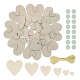 200pcs Unfinished Wood Heart Cutouts, Mixed Sizes Wooden Hearts Pieces Chips Unfinished Wood Craft O