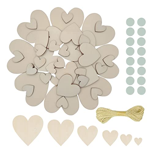200Pcs Unfinished Wood Heart Cutouts, Mixed Sizes Wooden Hearts Pieces Chips Unfinished Wood Craft Ornaments For Home Hanging Decorations, Christmas Thanksgiving Wood Guest Book #TOP4