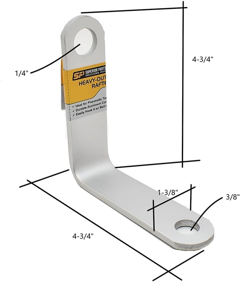 Superior Parts GH4 L Shaped Rafter Hook (Aluminum) for Nail Guns with 1/4" & 3/8" NPT Air Fitting