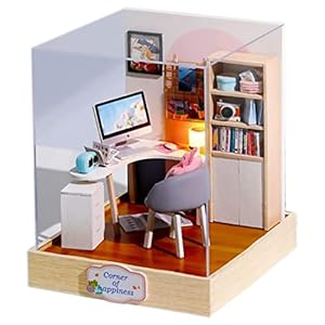 Doll speelgoed houten model huis poppenhuis miniatuur stofomslag mini diy book nook voor kinderen kerstcadeau.