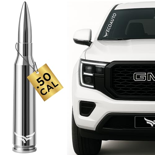 50 Cal Badass Bullet Antenna Fits Chevy Silverado & GMC Sierra Truck Accessories Short Replacement Antenna for Trucks Chevy Silverado 1500 Accessories Ditch The Whip & Upgrade Your Truck