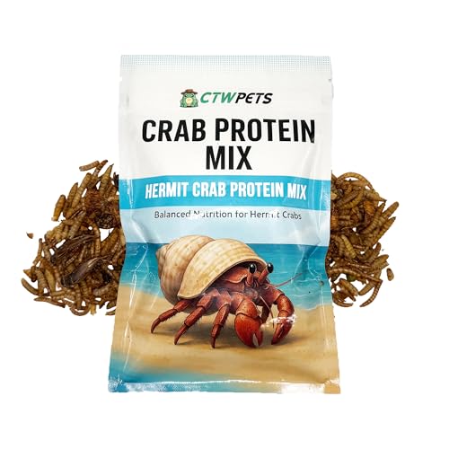 CTWPets Hermit Crab Food Protein Mix Dried Mealworms Crickets BSFL & Silkworm | Natural High-Protein Snack Treat | Organic Multi-Bug Blend for Land Hermit Crabs 1.5oz