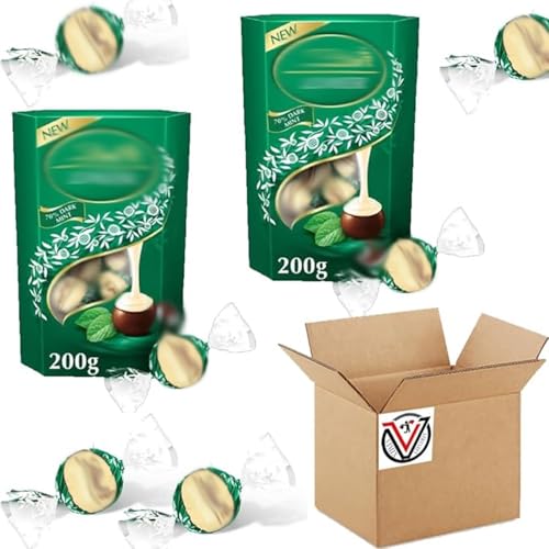 Image of Liindt Liindor Dark Mint Chocolate Truffles Box 200g - Dark Chocolate Truffles Filled With a Smooth Melting Mint Filling (2 x Boxes)
