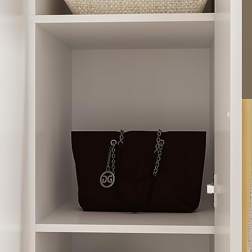 AIEGLE 3 Doors Wardrobe Armoire Closet, Large Freestanding Armoire Wardrobe Cabinet with Shelves & 2 Hanging Rod, Bedroom Wood Clothes Storage Cabinet Organizer, White (47.2" W x 19.7" D x 70" H) - Thumbnail 6