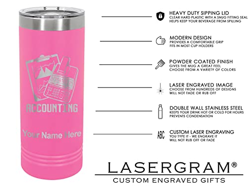 Lasergram 22Oz Vacuum Insulated Skinny Tumbler, Pineapple, Personalized Engraving Included (Pink) #TOP3