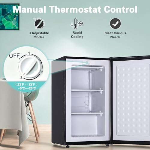 Anukis 3.0 Cu.ft Upright Freezer, Mini and Small Freezers with Adjustable Temperature, Three Freeze Shelves For Home, Kitchen, Office, Silver - Thumbnail 7