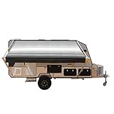 ALEKO Manual Retractable RV Trailer Awning for Home or Camper- 12x8 Ft - Black Stripes