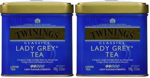 Image of Twinings Lady Grey Loose Leaf Tea, Fragrant, Bright and Light Black Tea Infused with Orange, Lemon, and Bergamot Flavors, Aromatic and Flavorful Blend, 3.53 Oz (Pack of 2)
