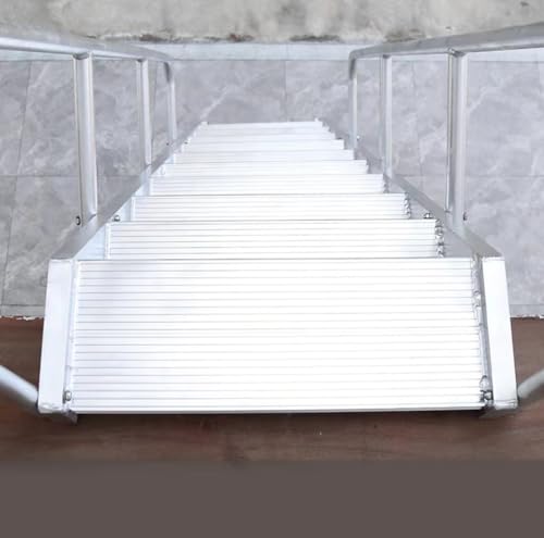 Aluminiowe składane schody strychowe z poręczą – antypoślizgowe stałe stopnie dla bezpiecznego dostępu na zewnątrz, obsługuje 300 kg