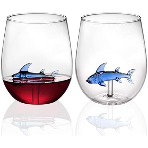 OWATRKDEY Handcrafted Shark Wine Glass Set Cover