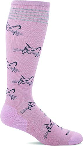 Sockwell Women's Feline Fancy Moderate Graduated Compression Sock, Rose - M/L #TOP22