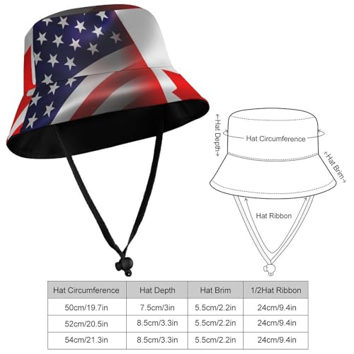 US Canada FlagChildren's Bucket Hat for Boys and Girls, Breathable Summer Beach Hat52cm2