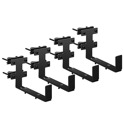 Planter Box Bracket, Flower Box Holder Circular and Square Railings Brackets,Adjustable Deck Railing Planter Box Holder for Patio Garden Fence Pergola Balcony (4 Pieces)