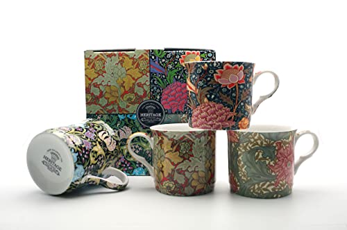 heritage fine Bone China Set of 4 William Morris Mugs