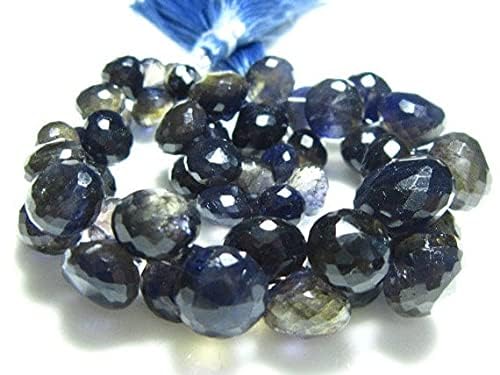 Iolite oignon briolette aux reflets bleus facettés de taille 7-11mm - 5
