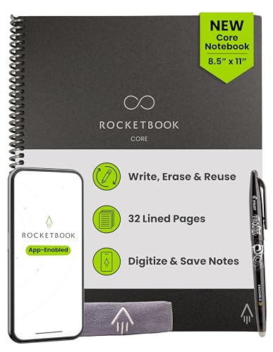 Rocketbook Core Reusable Smart Notebook, Lined Pages...