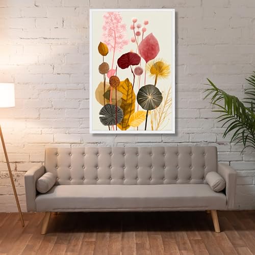 Toile botanique d'automne 60x80cm avec cadre intérieur pour déco - 2