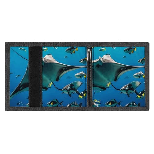 Manta Ray And Fishes Slim Wallets for Men Money Clip Card Holder Wallet Men's Trifold Wallet And Coin Pocket4