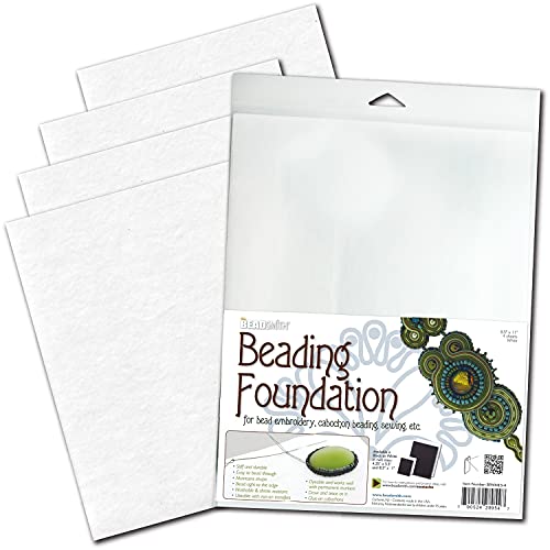 The Beadsmith Beading Foundation – 8.5 X 11 Inches – White Fabric – 4 Sheets – Made In The Usa – Stiff & Durable Material Used For Bead & Stitch Embroidery, Cabochon Beading And Sewing #TOP29