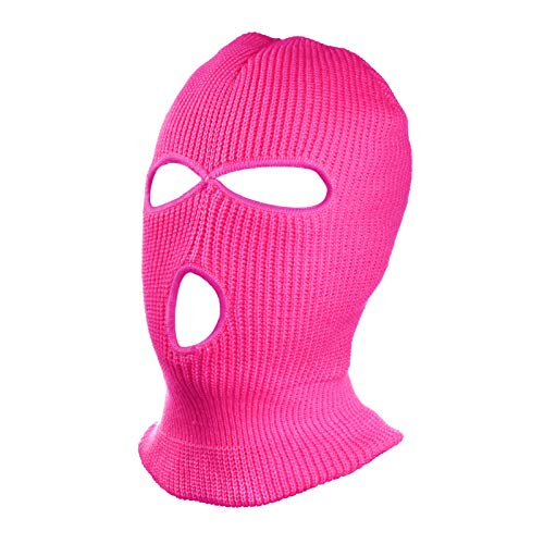 SUNTRADE 3 Hole Warm Soft Motorcycle Winter Full Face Cover Knit Ski Mask for Outdoor Sports (Rosered)