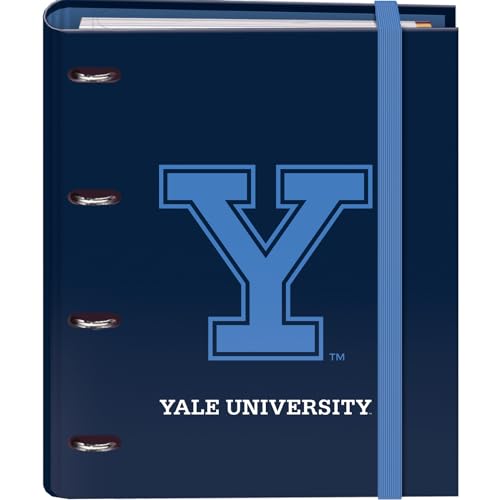 Dohe - Ordner mit 4 Ringen mit Nachfüllung, 100 Blatt, A4, Gummiverschluss, 4 farbige Trennblätter, Dokumententasche, Papier 90 g/m², Kompressor, Schulmaterial - Yale University Navy