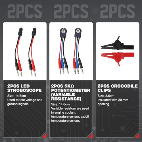 104-tlg Multimeter Messspitzen mit 4mm Bananenstecker, Krokodilklemmen Messleitungen Prüfkabel Multifunktionsprüfgerät für die Diagnose und Reparatur von Fahrzeugkreisen