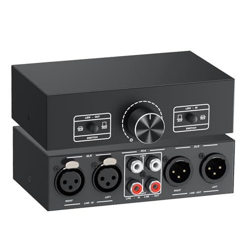 PROZOR 2-IN-2-OUT XLR Balanced/RCA Converter Audio Selector Splitter | Passive Switch Box with...
