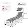 tectake® Sdraio da Spiaggia, Schienale Regolabile in 6 Posizioni, Parasole, Lettino Pieghevole e Trasportabile, Sdraio da giardino, Lettino Prendisole, Pratiche Maniglie (Grigio-Mélange)
