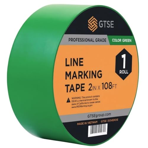 Image of GTSE 2 inch x 108 ft Green PVC Vinyl Floor Tape, 24 Rolls, Safety Marking Tape, 6 mil Thick, Suitable for Dance Floors, Gyms, Warehouses, Sports Facilities