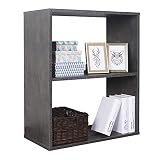 RICOO Bücherregal 2 Fächer 71 x 60 x 31 cm Regal Spannplatte aus Holz, Betonoptik Grau WM111-BG, Standregal Büro-Bücherregale, Regale & Ablagen, Druckerständer, Druckerregal, Aktenregal
