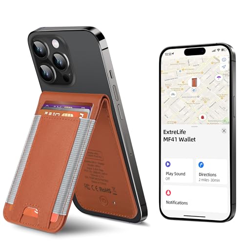 ExtreLife for Magsafe Wallet, Works with Apple Find My, 8-Card Holder, Adjustable Stand, Magnetic Wallet for iPhone 17/16/15/14 Pro Max/14 Pro/14/14 Plus/13/12 Series, RFID Blocking, Brown