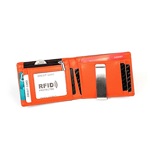 Ultrathin Mens Folding Wallet with Rfid Protection Coin Pocket Photo Holder and Money Clip Durable Cowhide Billfold for and Daily Use Black