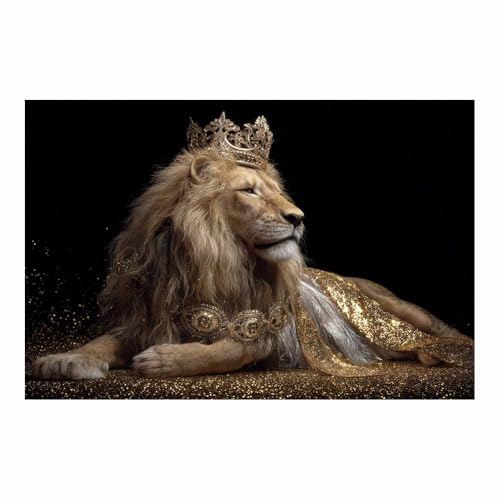 Lions peinture murale sur toile marron CUDAOO design premium pour décoration moderne