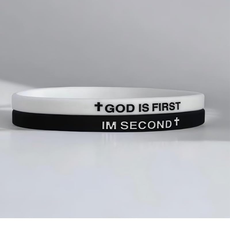 God is First I am Second Silicone Bracelets Christian Bible Verse Rubber Bracelets Religious Christian Quote Bangle Bracelet for Men Women2