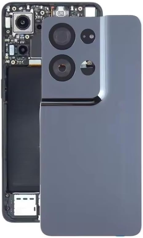 for Oppo Reno8 Pro 5G Phone Battery Back Cover Back Cover Spare Parts Rear Case Back Battery Cover Door Housing Replacement with Camera Lens (Black)