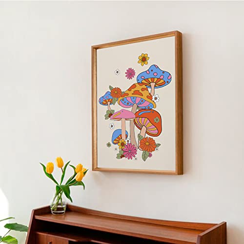 Retro Mushroom Wall Art Retro Aesthetic Poster Wall Decor Funny Cute Kids Bedroom Wall Art Print Positive Quote Mushrooms Flowers Kindergarten Classroom Poster Bathroom Wall Decor 16X24 Inch No Frame #TOP2