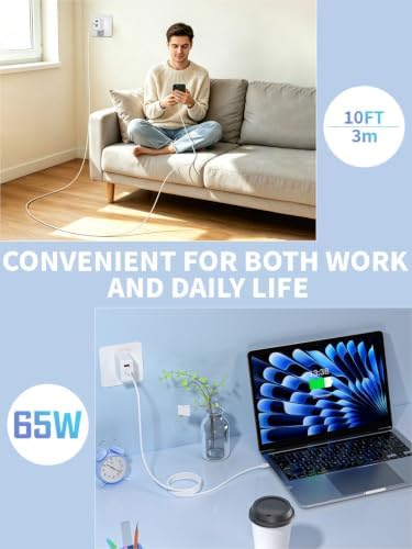 65W Foldable MacBook Charger Fast Charging Block &10FT MacBook Charger Cord — view 6