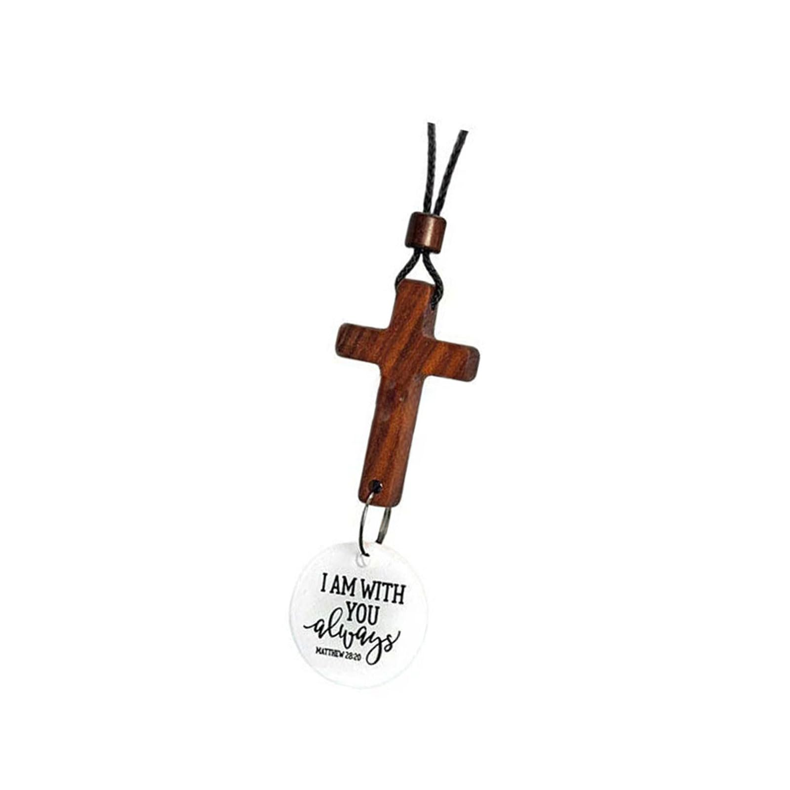 Wooden Car Hanging Ornament Religious Blessing Charm For, Faithful Auto Interior Decor Vehicle Crosses Pendant