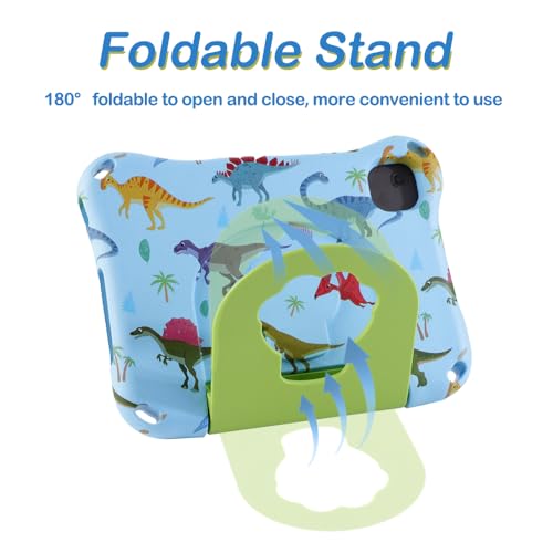 TCL Tab 8 LE 9137W 8LE 2023 Kids Tablet Case for Kid Girl Toddlers Blue Dinosaur Dino Light EVA Kid-Friendly Shockproof Drop Protector Durable Cover with Stand Handle (KL) by FunnyWin - Used condition - Image 2