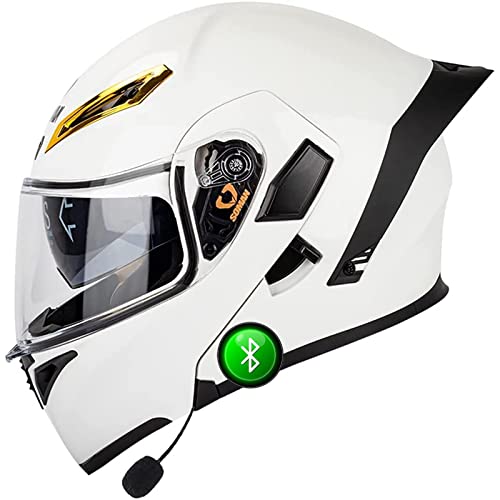 Casco De Moto Integrado Bluetooth ECE/DOT Homologado, Intercomunicador En Tiempo Real Para Dos Personas, Distancia De Comunicación De 30M, Resistente Al Agua Y Al Polvo, Ventilación F,M