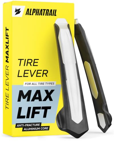 Bandenlichters fiets metaal, 2 stuks, met kunststof coating & spaakklem – Alphatrail MaxLift bandenlichter met aluminium kern voor racefiets, MTB, gravel, montagegereedschap, voor Schwalbe banden