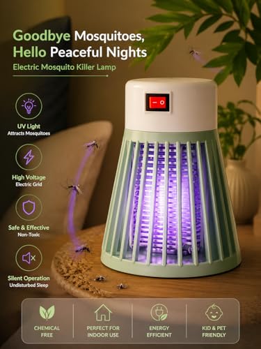 Image of Gaani Lifestyle Electric Mosquito Killer Lamp, White, ABS Plastic, UV Light with High Voltage Grid, Silent Operation, Modern Cylindrical Style