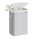 SONGMICS Cesto de la Ropa Sucia con Tapa, 72 L, Cesta de Lavandería de Bambú,...