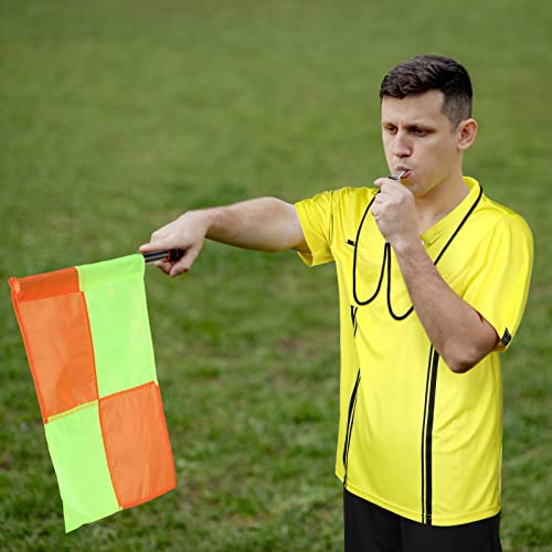 Soccer Referee Kit, 6 Pcs Football Referee Package For Men, Soccer Referee Costume Ref Shirt Linesman Flags, Referee Whistle Soccer Referee Cards Sport Soccer Accessory For Adult Teenager (Large) #TOP1