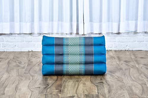 Image of Leewadee Thai Triangle Cushion - Comfortable Backrest for TV or Reading, Wedge Pillow - Eco-Friendly Natural Kapok Filling, 20 x 13 x 13 inches, Light Blue